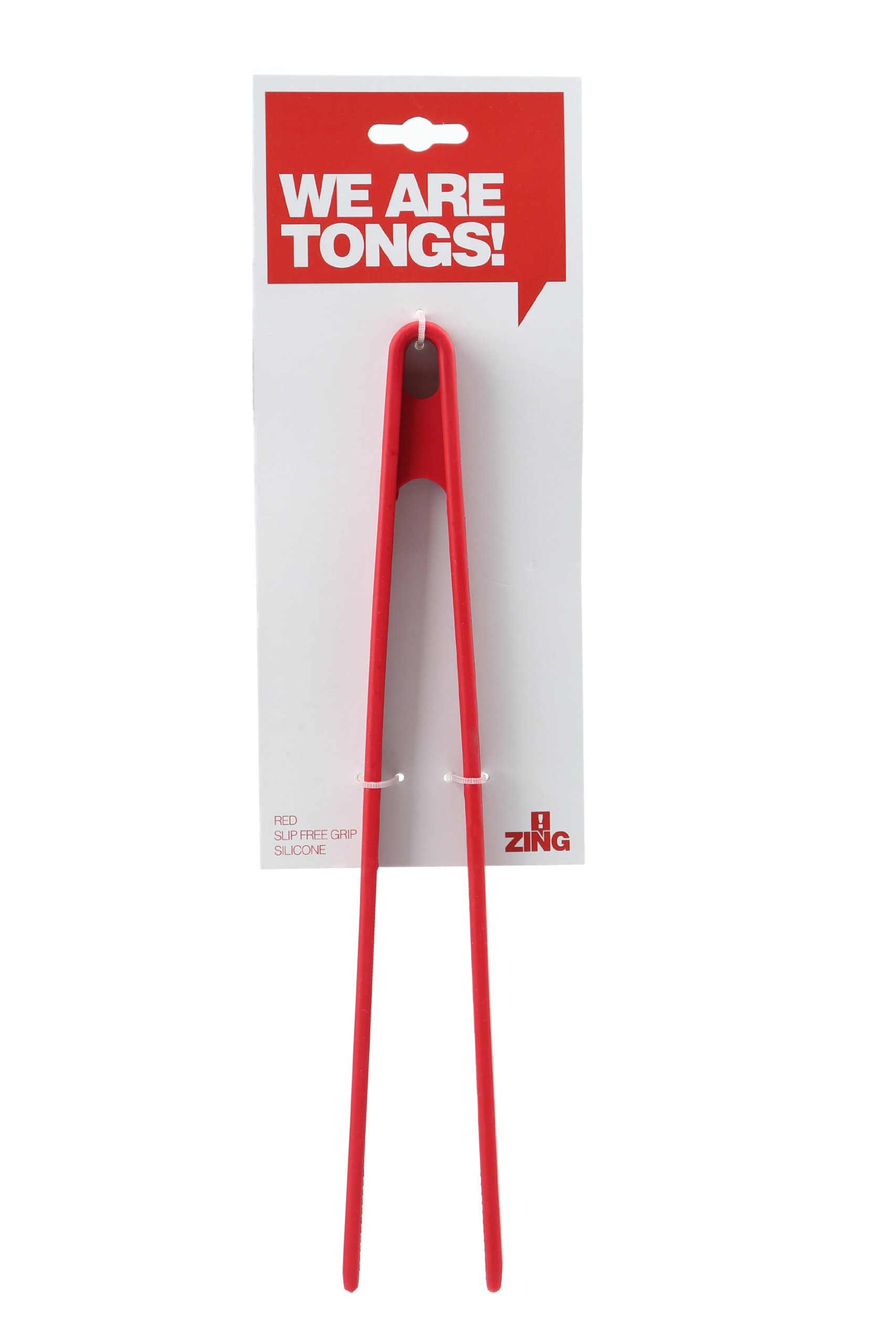 Premier Housewares 805180 Zing Silicone Tongs - Red , H29 x W6 x D2cm