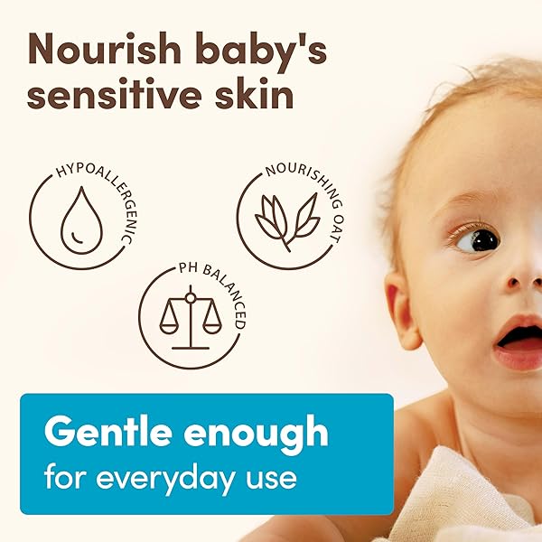 AVEENO BABY DAILY MOISTURE BODY LOTION FOR SENSITIVE SKIN, HYPOALLERGENIC MOISTURIZING BABY LOTION WITH NOURISHING OATMEAL TO DEEPLY MOISTURIZE BABY’S SKIN, FRAGRANCE-FREE, 18 FL. OZ