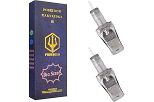 UPTATSUPPLY Poseidon 10Pcs Big Size Tattoo Cartridge Needles 0.35mm Standard Flat Mag 45 Magnum with Membrane Safety Cartridges (#12 Standard-1245 M1)