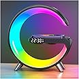 LeeNabao Smart LED Table Lamp, 4-in-1 Wireless Charger, Night Light, Alarm Clock, and Bluetooth Speaker with App Control for Bedroom, Office, and Home Decor (Black)