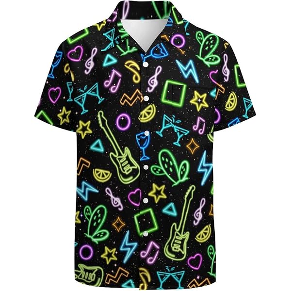 Amazon.com: OPZLPO 80s Neon Shirts for Men 90s Hawaiian