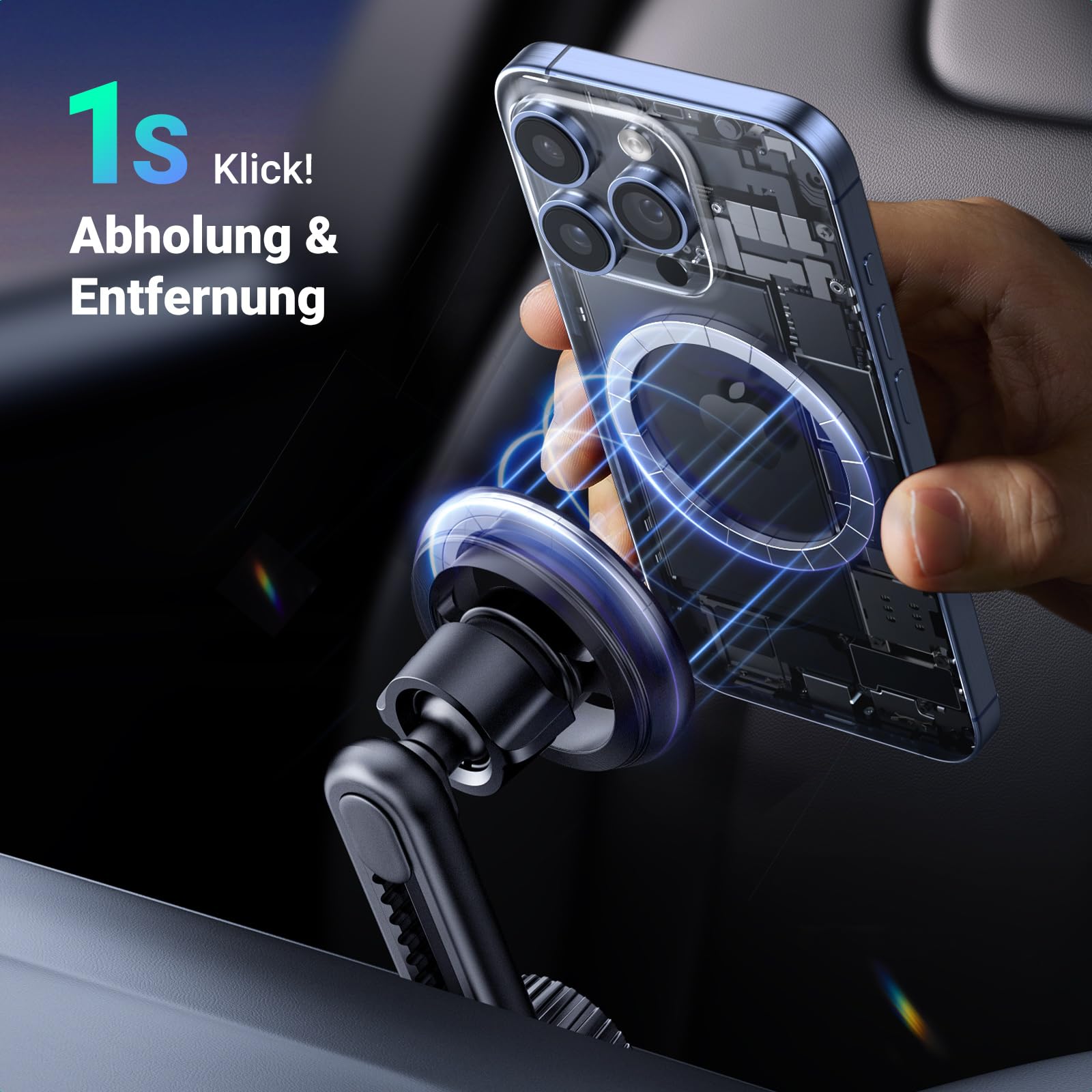 UGREEN MagSafe Autohalterung [Anti-Fall, Magnetverschluss] Handyhalterung Auto Magnet Kfz Handyhalterung für lüftung kompatibel mit iPhone 17 16 15 14 13 12 Pro Max Plus Mini, MagSafe Hülle 3
