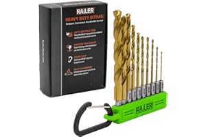Allen Wrench Drill Bit Set - Railer High Speed Titanium 10pc Hex Shank Drill Bit Set for Impact Driver w/Bit Holder. Multi-Pu