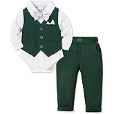 YALLET Baby Boy Clothes Suit 0-24 Months Infant Gentleman Outfits Formal Dress Shirt+Bowtie+Vest+Pants Set Baby Wedding Suits