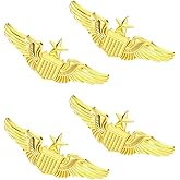 XLIUAX 4 Pilot Wings Pins, Flight Attendant Costume Hat Pins for Men Flight Attendant Costume for Women Cosplay Funny Brooch for Pilot Shirt Uniform Gold Wings Air Force Metal Badge