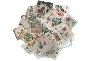 60 PCS Vintage Postage Stamp Stickers, Retro Stamps for Scrapbooking Aesthetic Botanical Decorative Stickers Vintage Postage 