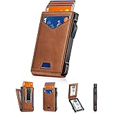 Wallet for Men RFID Wallet with 2 ID Windows & Money Clip, Slim Pop Up Card Holder for 10-12 Cards, Bifold Minimalist Smart Wallet for Front Pocket, Compact Metal Credit Card Holder, Gifts for Men