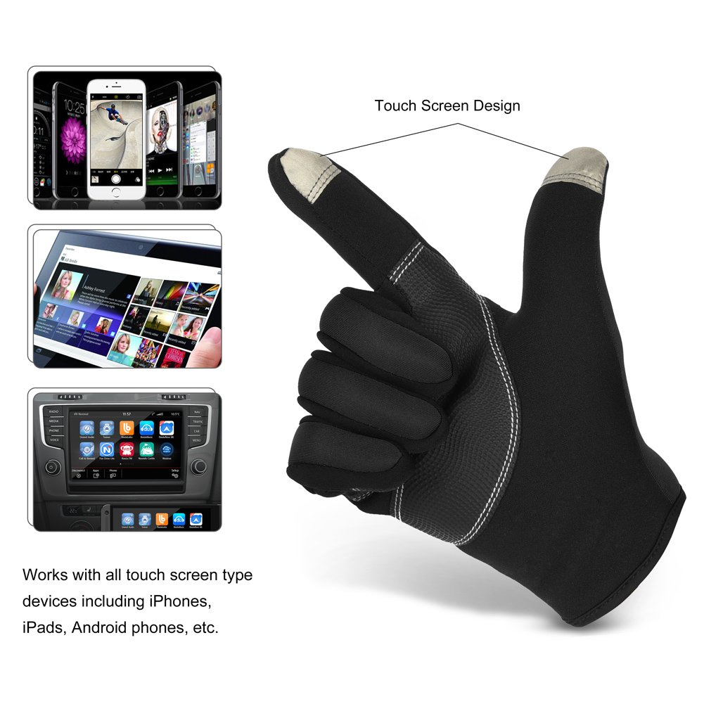 Vbiger Winterhandschuhe Wasserdicht Fahrradhandschuhe Sporthandschuhe SkiHandschuhe Outdoor Snowhandschuhe mit dickem Fleecefutter, Schwarz-1, XL