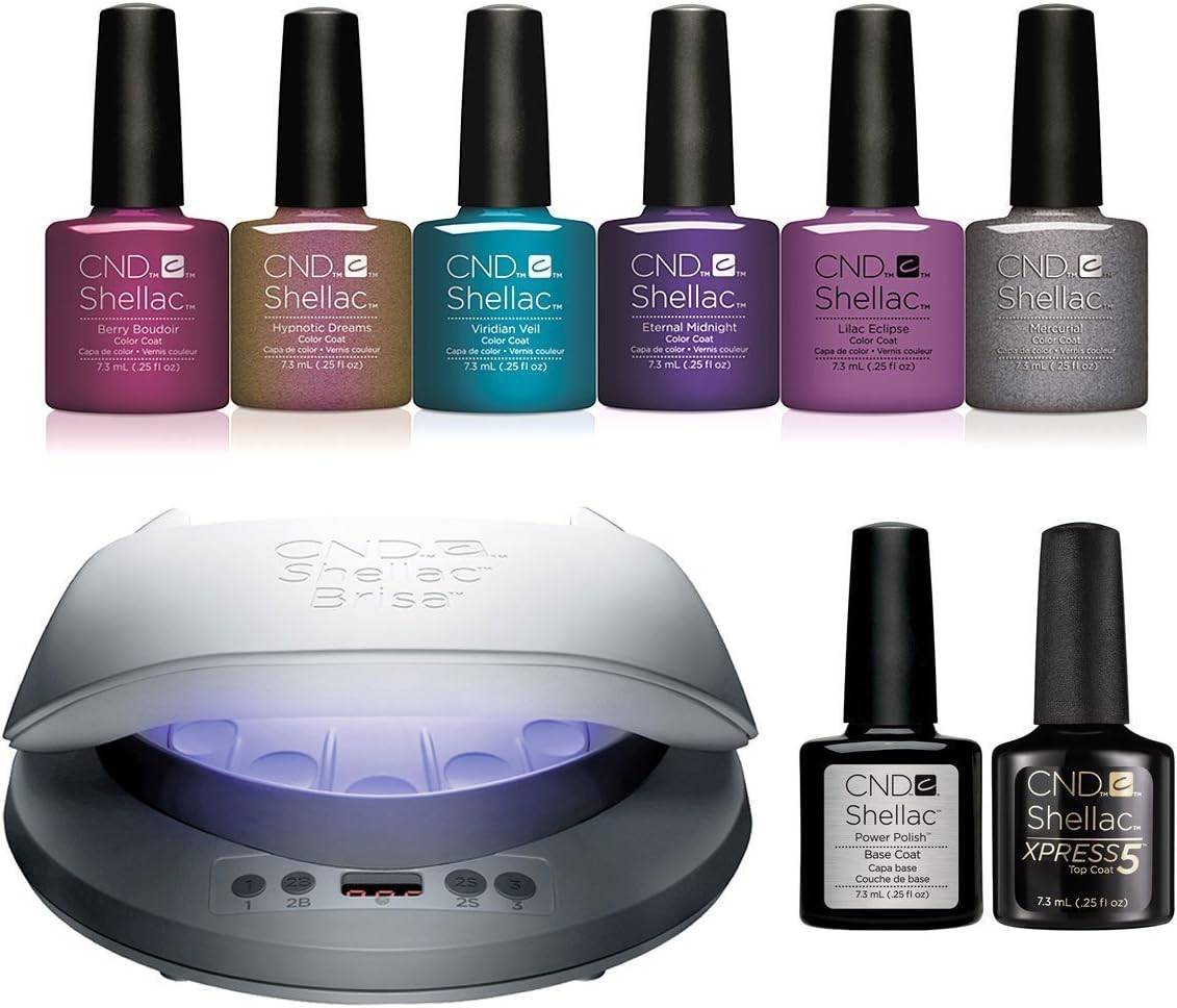 Cnd Shellac Nightspell Gel Nail Starter Kit Led Lamp Gel Colours