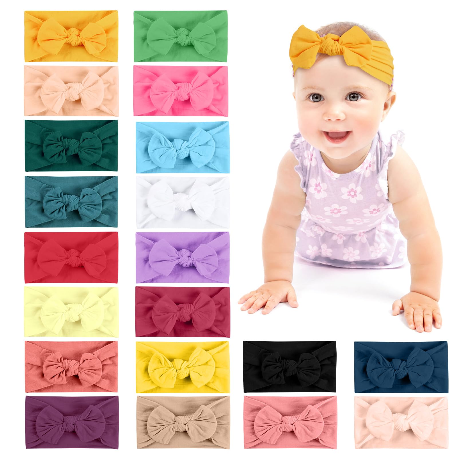 Aolso Baby Girl Headbands - 20pcs Newborn to Toddler Hair Bows & Bands