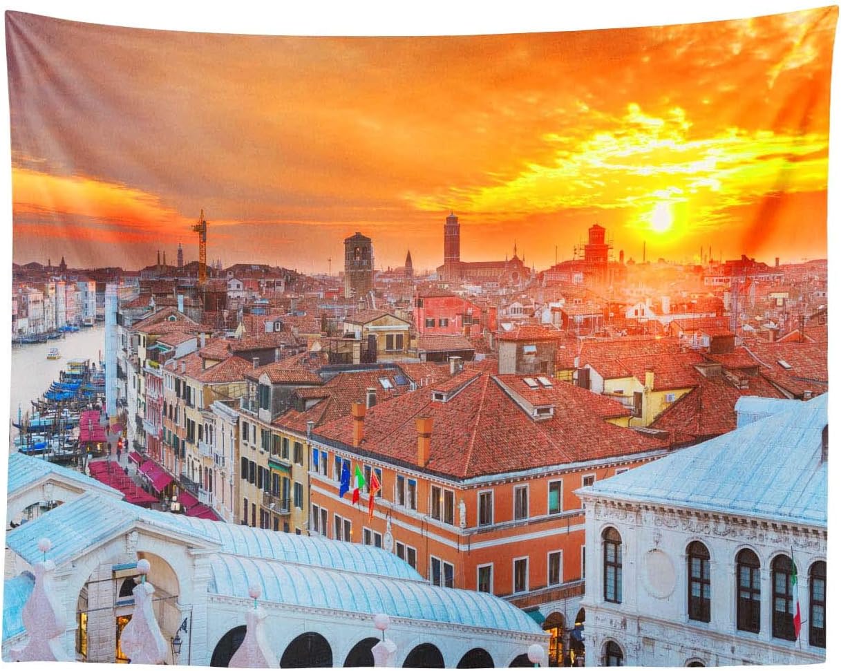 Timingila Multicolor Tourist Dubrovnik City Croatia City Beach Throw Wall Hanging Tapestry Printed Wall Art-54 x 44 Inches
