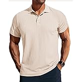PJ PAUL JONES Mens Short Sleeve Texture Polo Shirts Casual Wrinkle Free Stretch Knit Golf Shirt Tops