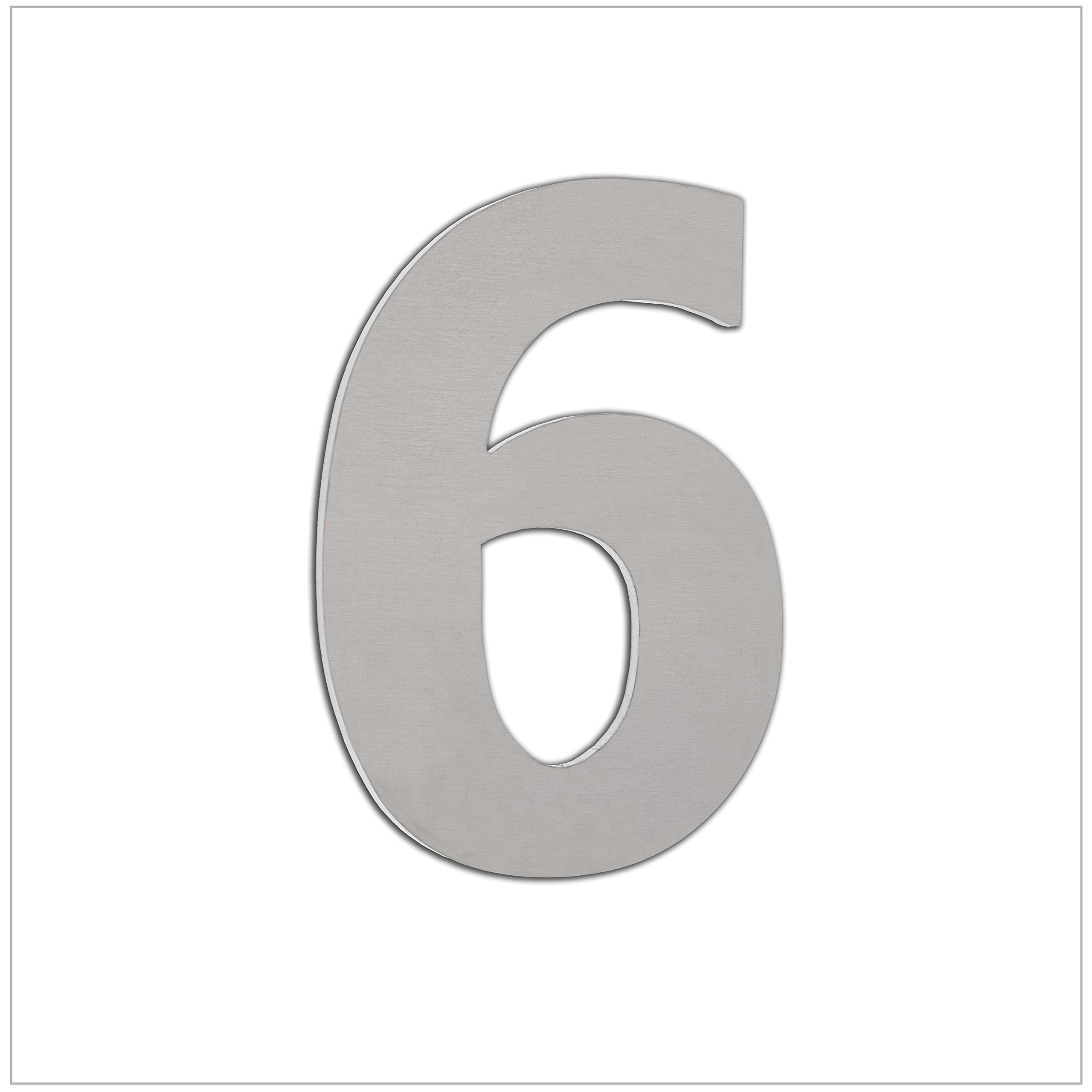 EVI Herrajes | House Number | 8cm Adhesive Stainless Steel Door Numbers | Waterproof | "6" Digit