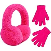 POXIMI Baby Warm Earmuffs Kid Magic Gloves Girl Soft Plush Ear Muffs Toddler Knit Mittens for Boy Winter Ear Warmer Set