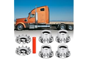 SHUNMO Front and Rear Axle Wheel Cover Hub Cap 33mm Screw-on Lug Nut Covers for Freightliner Kenworth Peterbilt, for Semi Trucks, Domed