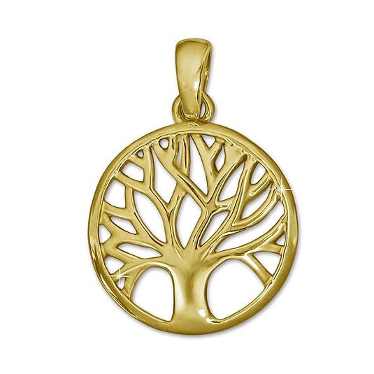 CLEVER SCHMUCK Goldener kleiner Anhänger Lebensbaum Ø 14 mm glänzend und schlicht teils offen 333 GOLD 8 KARAT