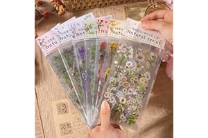 42 Pcs Natural Flower Stickers with Plants for Scrapbooking, Self-Adhesive Scrapbook & Journaling Supplies, Waterproof Flower