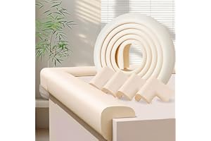 ZOMPAGO Baby Proofing Edge Corner Protector,1Roll L-Shape Soft Cabinet Door Bumper Corner Strip,4 Furniture Safety Bumper Corner Guards,Wall Protector,Self Adhesive,for Nursery,Kitchen,Fireplace,Table