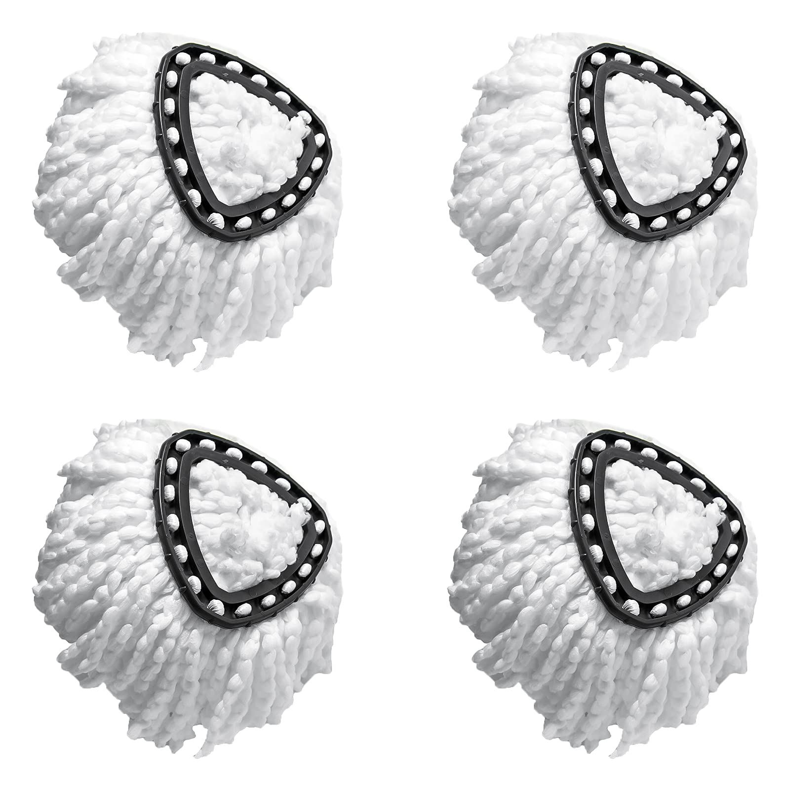 4 Pack Premium Replacement Heads Refill for 360° Rotating Round Spin Magic Mop,Compatible with Vileda EasyWring and Clean Turbo Classic 2-in-1 Turbo Pads Replacement Head,White