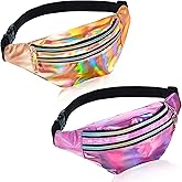 Frienda 2 Pieces Holographic Fanny Pack for Women Colorful Sport Waist Bag Pack