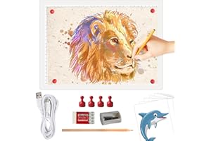 A4 Rechargeable Light Box, iVAOOZE Wireless Magnetic Tracing Light Pad, 5 Levels Brightness Light Table, Cordless Battery Powered Light Drawing Board for Diamond Painting Cricut Weeding Vinyl (White)