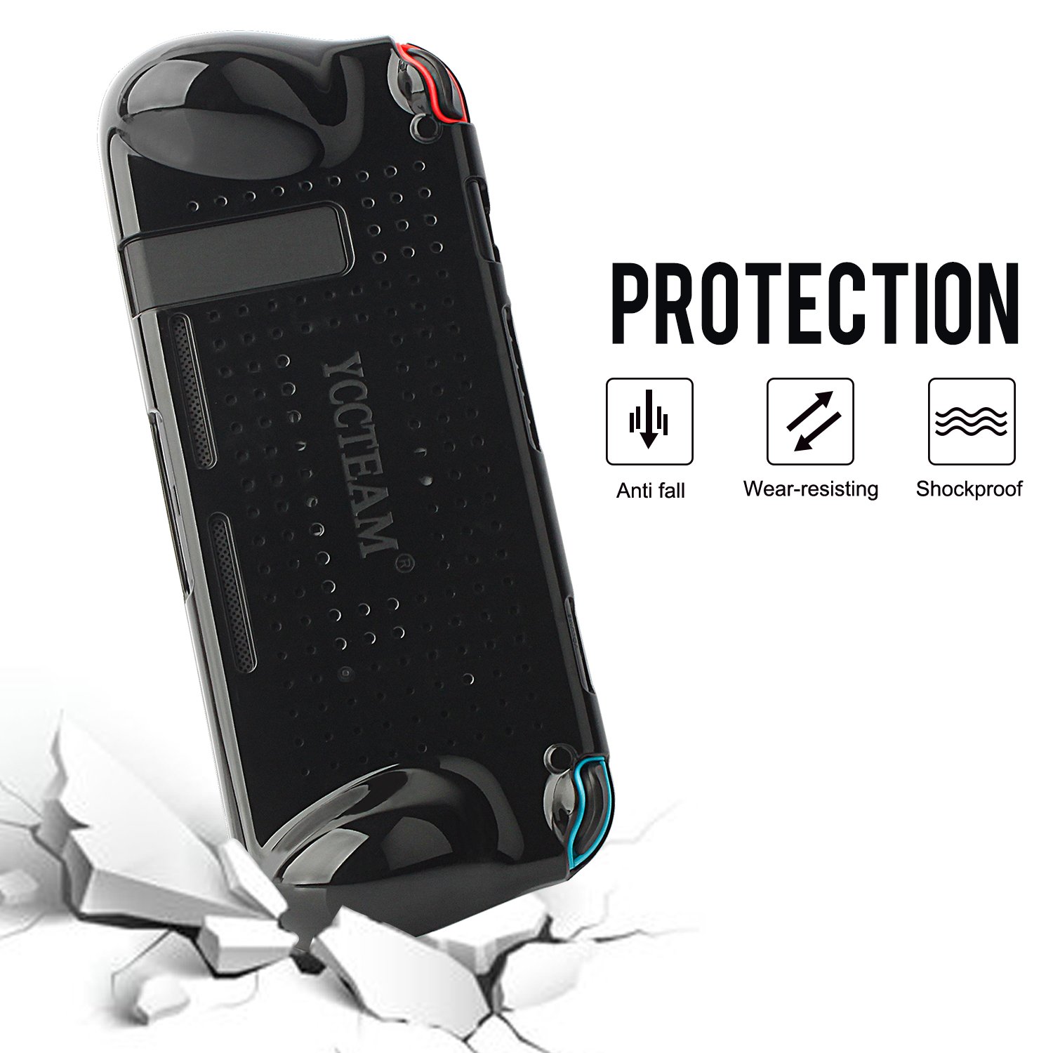 Protective Case for Nintendo Switch 2018，Grip Cover Case with Shock-Absorption and Anti-Scratch Design Soft & Comfortable TPU Case for Nintendo Switch Console (Black)