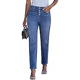 luvamia Straight Leg Jeans for Women High Waisted Trendy Button Fly Trouser Jeans Stretchy Denim Pants with Pockets