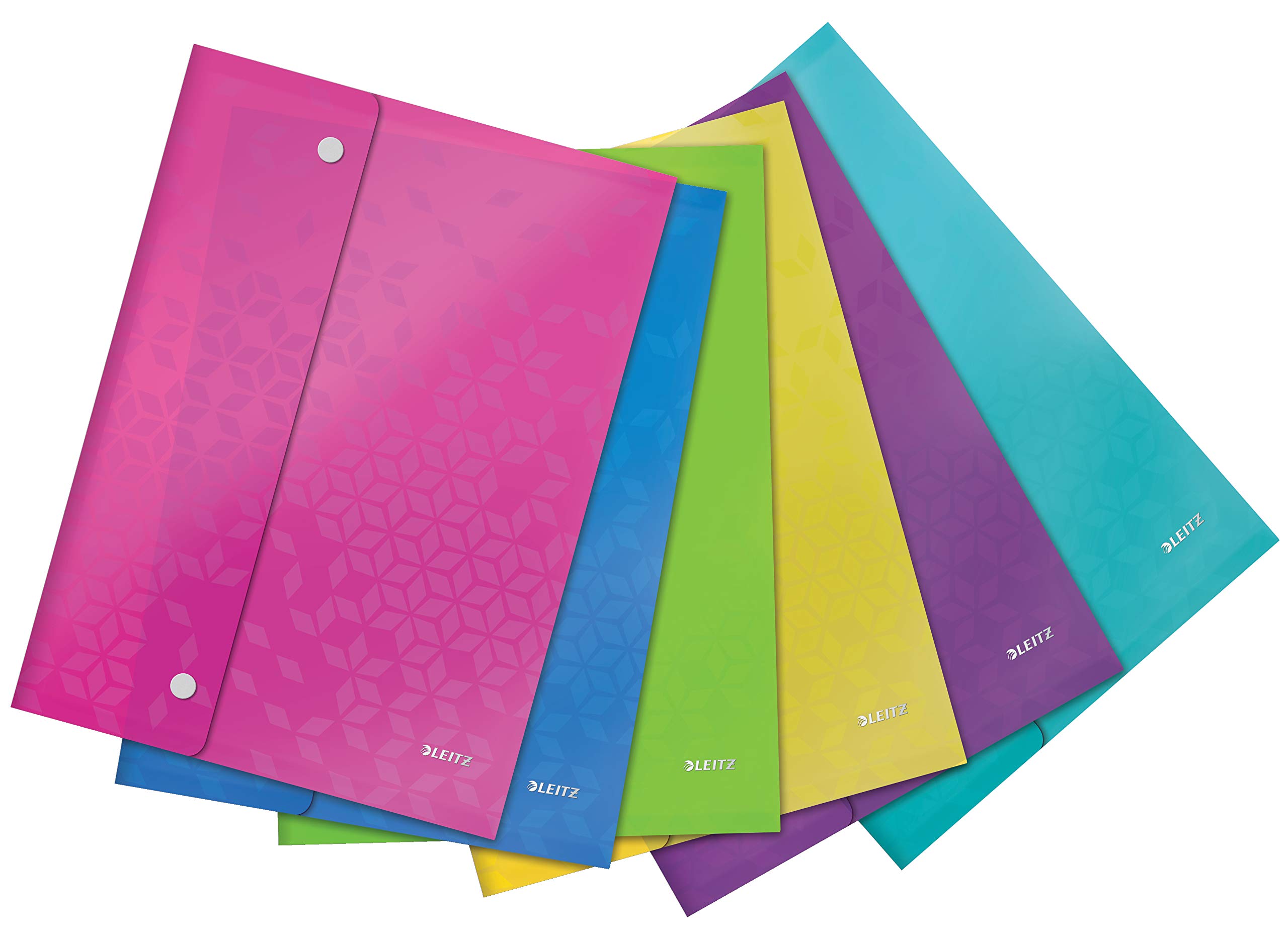 Leitz Wow A4 Document Wallet - Assorted Colours (Pack of 6)