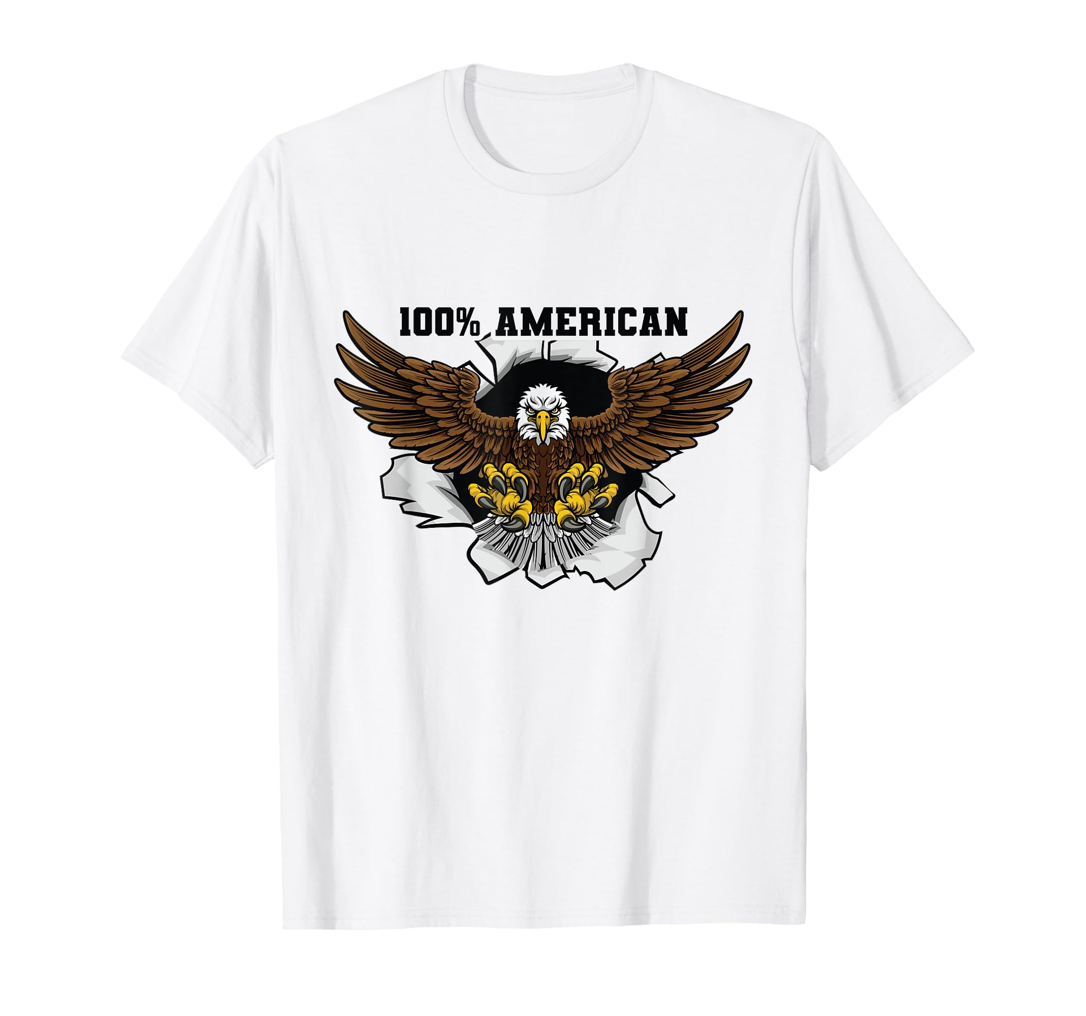100% American USA Party Apparel Patriotic 4th of July Eagle T-Shirt