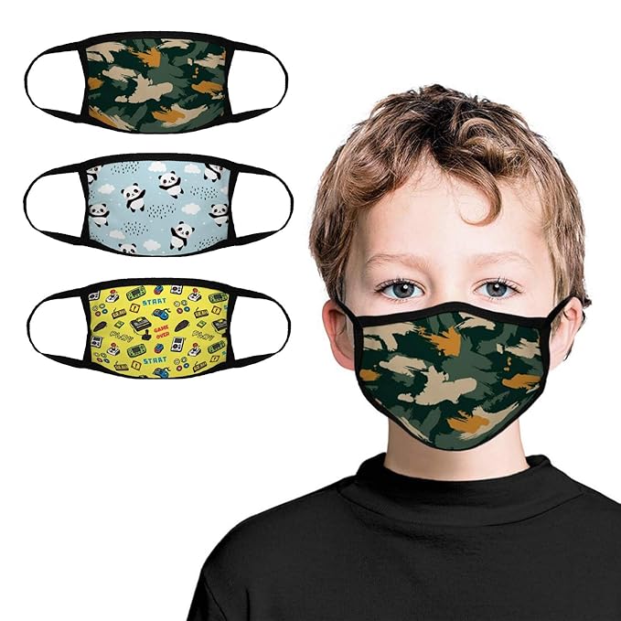 Kids Face Bandana 3-Pack with Colorful Cartoon Design Face Bandanas