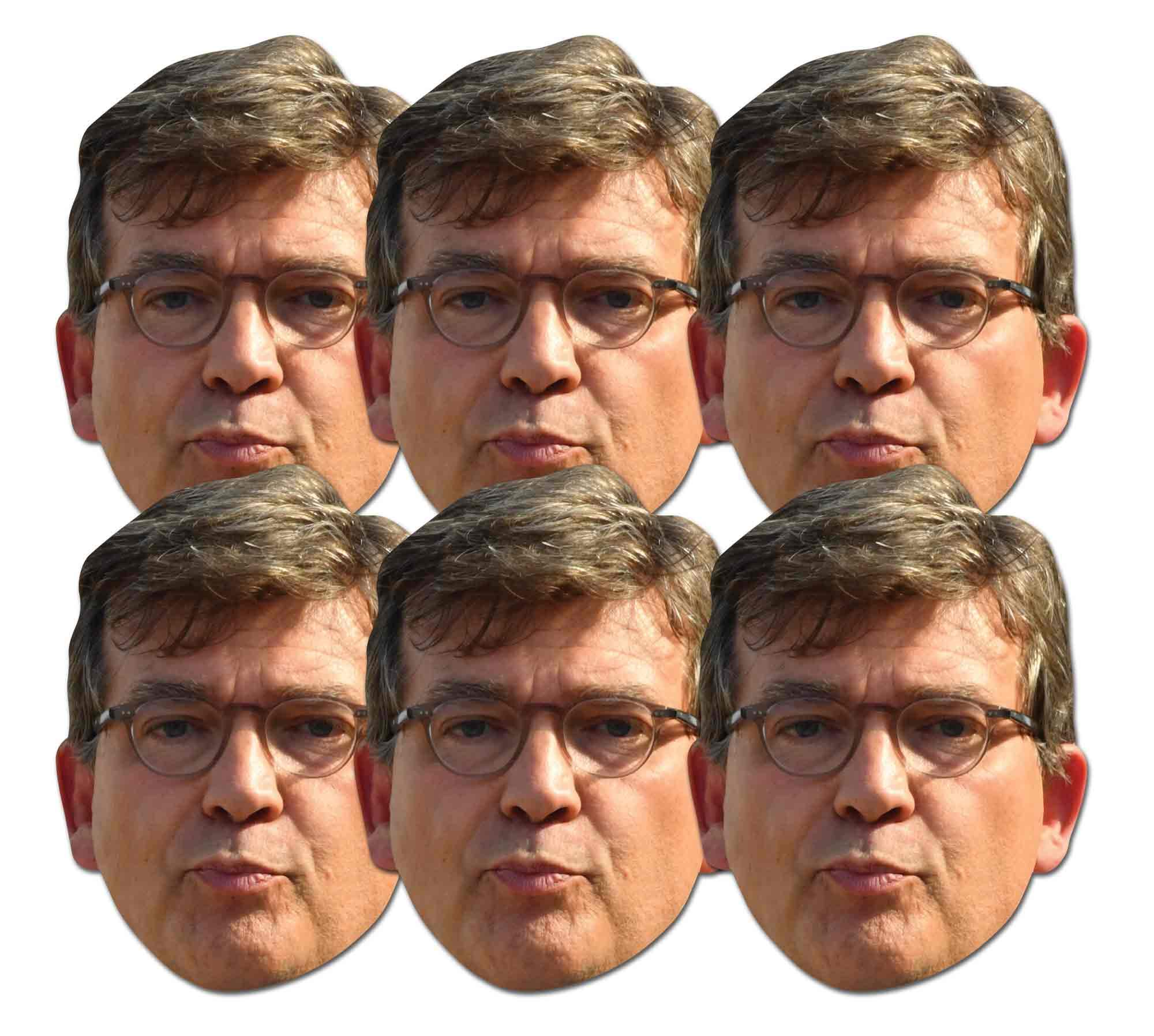 STAR CUTOUTS SMP411 Arnaud Montebourg 6 Pack of Masks Fun for Family, Friends and Fans, Solid, Multicolour, Regular