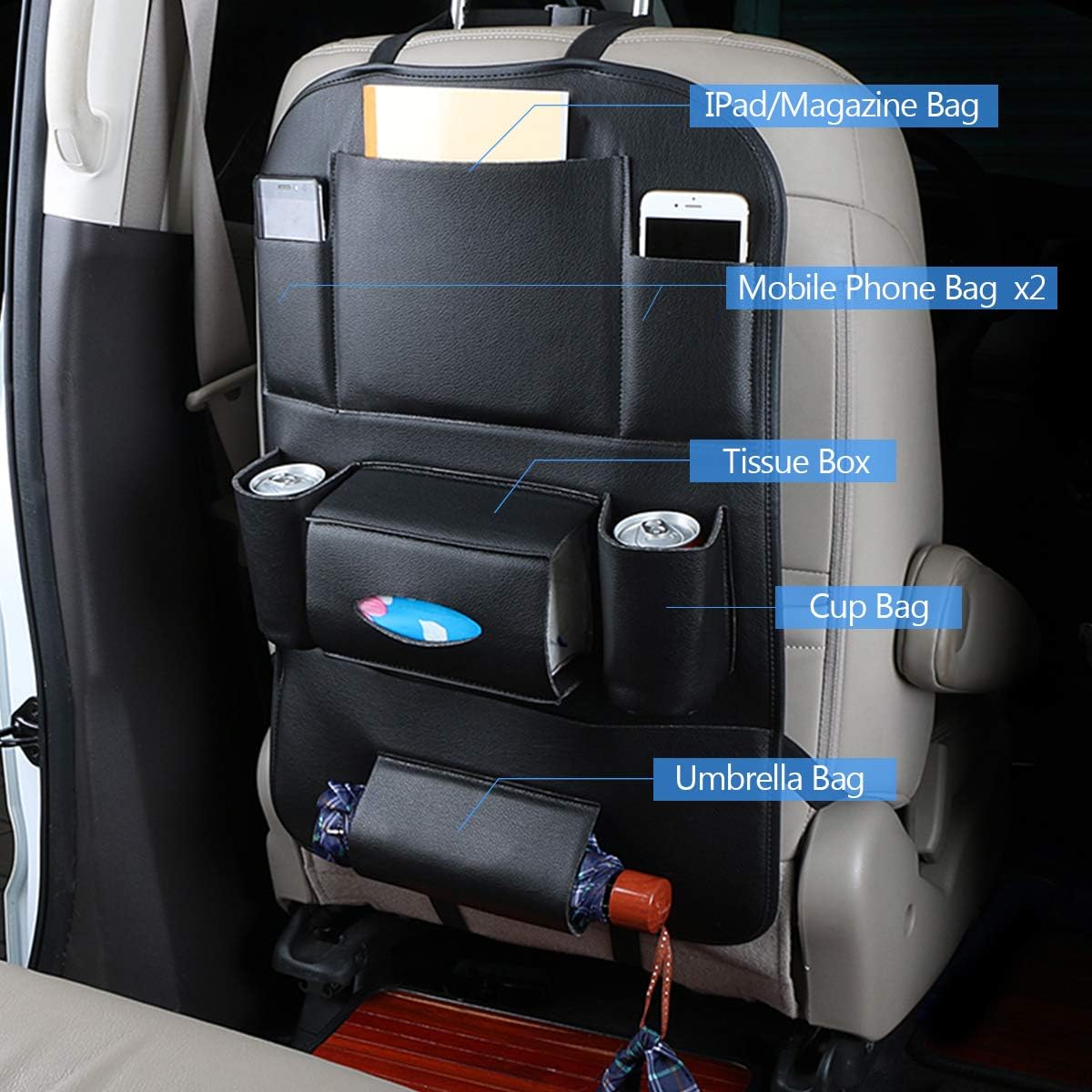 Ergocar 2 Packs PU Leather Car Organisers - Image 3