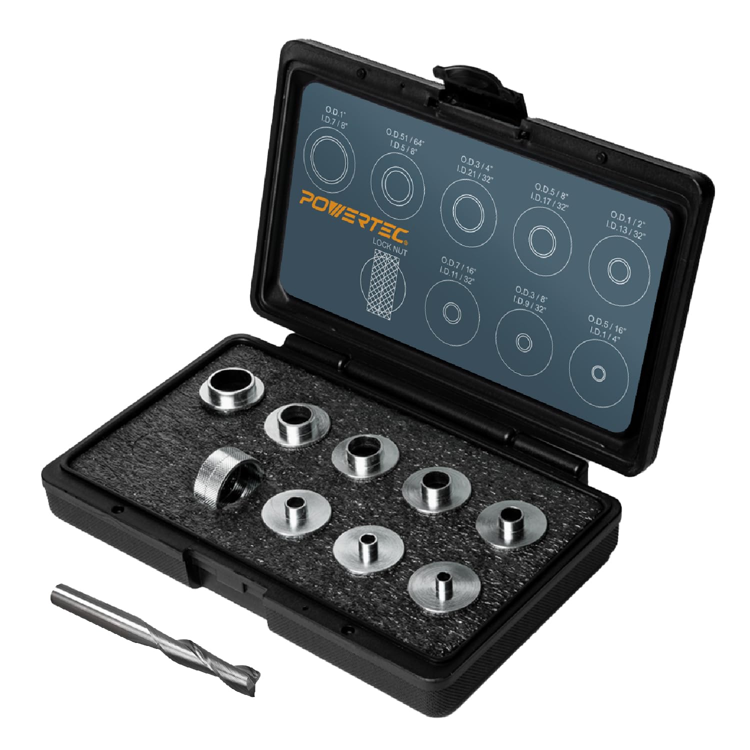 POWERTEC 72147 10pc Router Template Bushing Guides