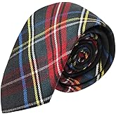 King & Priory Traditional Dark Green & Black Tartan Tie, Check, Plaid