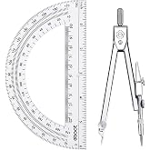 EBOOT Drawing Compass and 6 in Protractor Geometry Set, Clear | Geometry Math Set, Swing Arm Protractor Ruler Compass, Geometry Drawing Tools for Measuring Angles