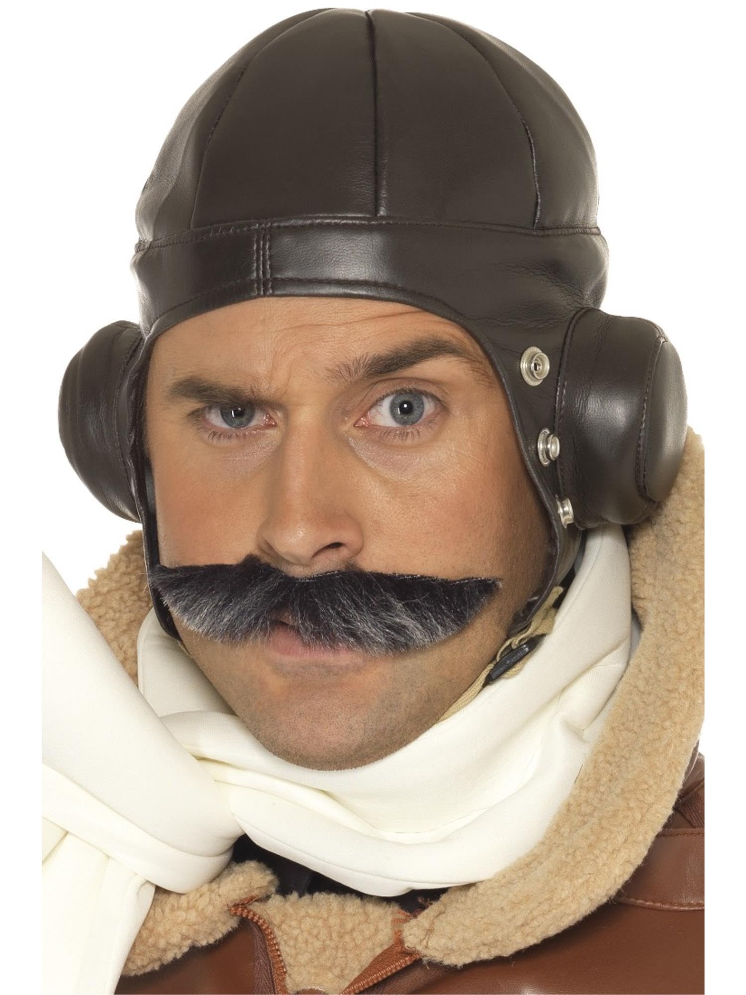 Smiffys Flying Helmet, Brown , 1940's Wartime Fancy Dress, Adult Dress Up Hats Halloween