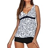 Tankini Femme Grande Taille Avec Short - Maillot De Bain 2 Pièces été, Taille Haute, Contrôle Ventre, Push-up