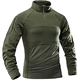 AKARMY Men's Tactical Military Combat Shirt, Long Sleeve Camo T Shirt with Zipper Pockets