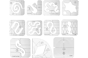 Free Motion Quilting Template Set - Set of 11 Acrylic Motion Quilting Rulers for Domestics Sewing Machine, Acrylic Sewing Tem