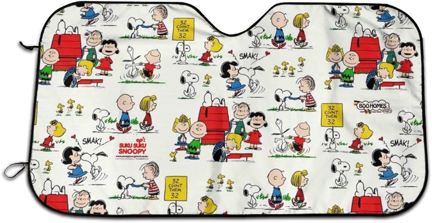 Amazon スヌーピー 2 カーフロント サンシェード カバー 車用 フロントシェード サンシェード 凍結防止 夏冬兼用 車用 日よけ 日焼け カバー 厚手 防水 雪対策 フロントガラス 紫外線対策 簡単吸盤取付 汎用 サンシェード 車 バイク