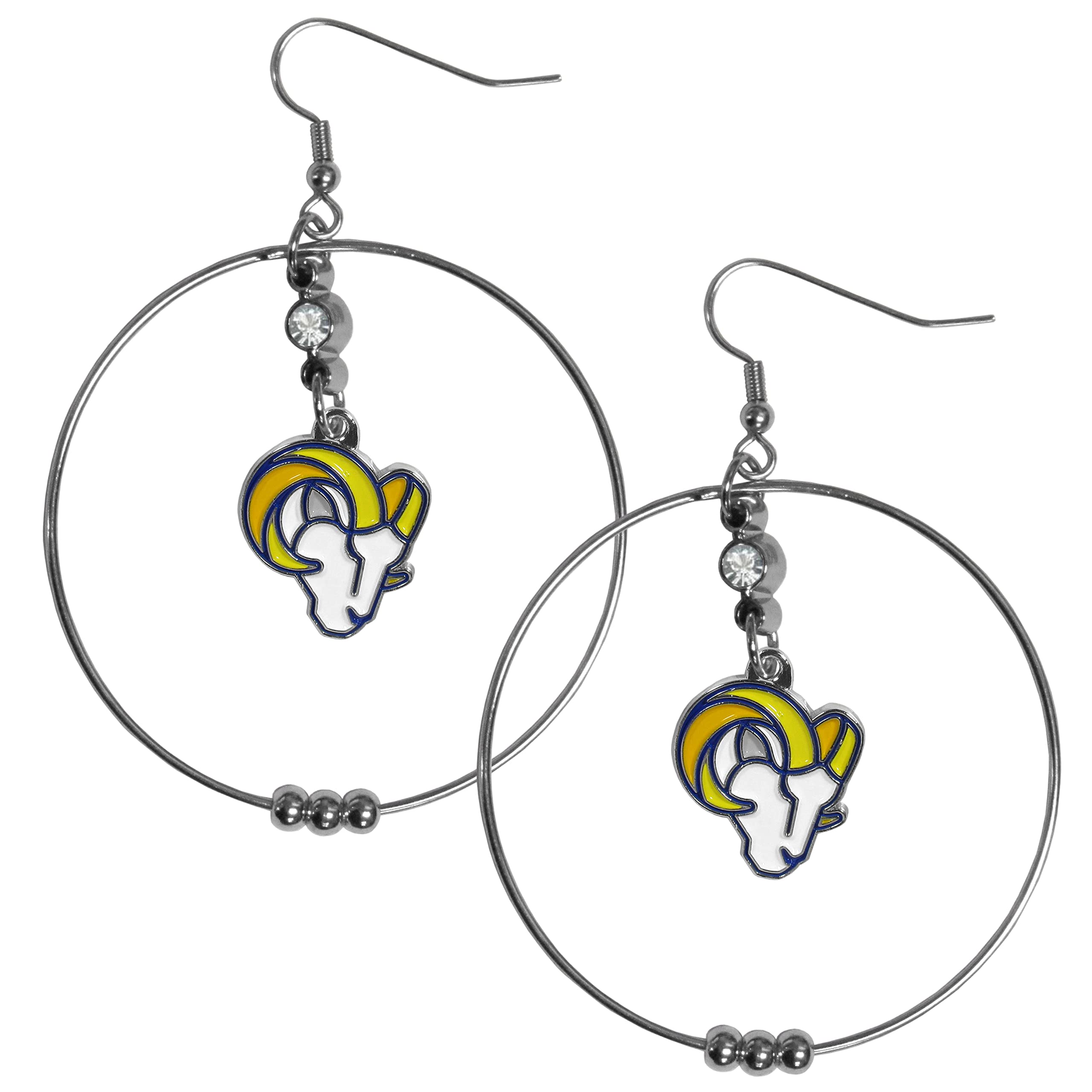Photo 1 of NFL Siskiyou Sports Womens Los Angeles Rams 2 Inch Hoop Earrings One Size Team Color