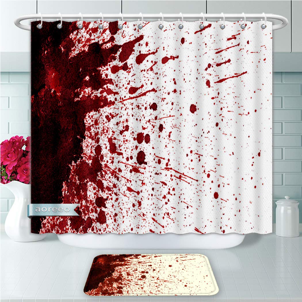Amazon Com Aoreeo Unique Shower Curtains And Bath Rugs Set Blood