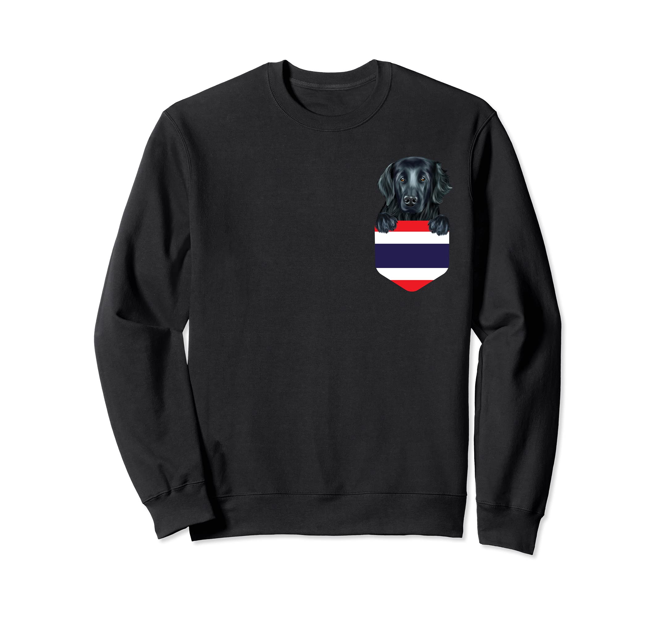 Thailand Flag Flat-Coated Retriever Dog In Pocket Sweatshirt