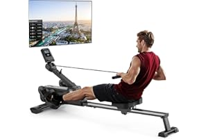 MERACH Foldable Rowing Machines for Home, Magnetic Rowing Machine with 16-Level, Compact Row Saves 20% Space, 350 LBS Load Capacity, Free MERACH App and 1000+ Champion Coaching Course & Games