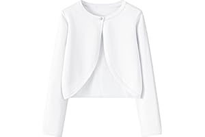 Yekaty Girls Sweaters Long Sleeve Cardigan Bolero Shrugs Button Down Closure Cover Up Tops for Toddler Kids 4-12 Years