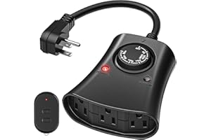 MINETOM Lights Plug Timer Outdoor, Dusk to Dawn Electrical Timer Switch with Remote, Waterproof 3 Grounded Electrical Outlets for Halloween Christmas Holiday Lights Patio Yard Garden, UL Listed, 15A 1/2HP