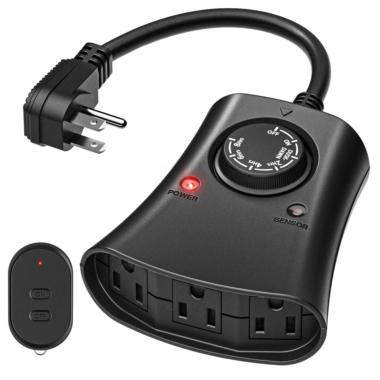 Photo 1 of Lights Plug Timer Outdoor, Dusk to Dawn Electrical Timer Switch with Remote, Waterproof 3 Grounded Electrical Outlets for Halloween Christmas Holiday Lights Patio Yard Garden, UL Listed, 15A 1/2HP