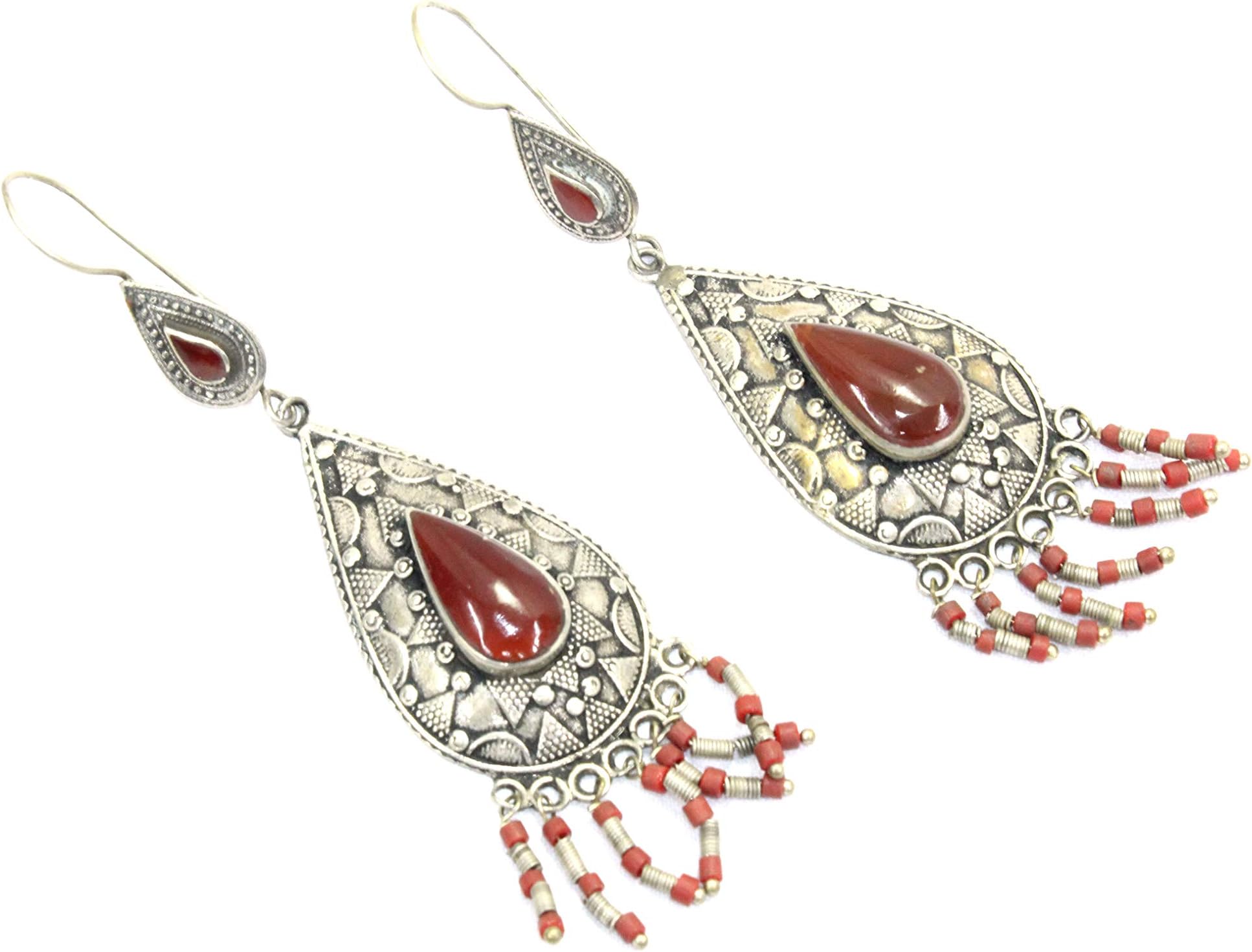 Handmade Women 925 Sterling Silver Earrings Natural Carnelian Stone