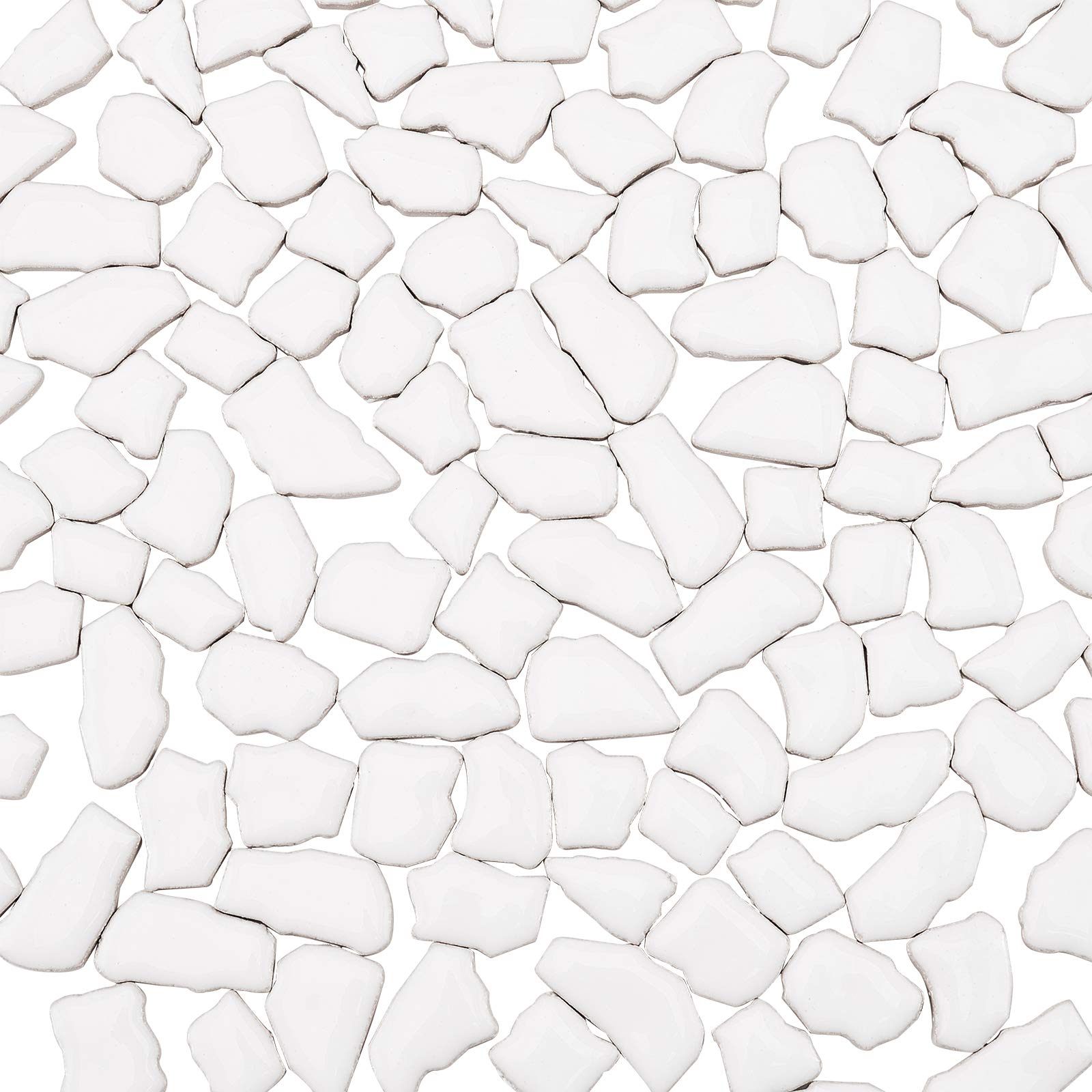 PH PandaHall White Mosaic Tiles for Crafts Bulk Irregular Ceramic Mosaic Tiles Pieces for Picture Frames, Plates, Flowerpots, Vases, Cups Mosaic Making, 0.88 Pounds