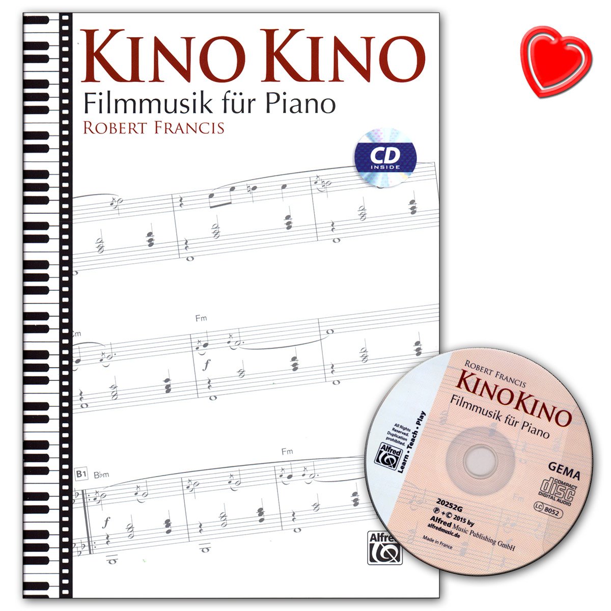 Cinema Cinema Cinema - Piano Music - Sheet Music with CD and Colourful Heart Shaped Music Clip - Alfred Music ALF20252G 9783943638875